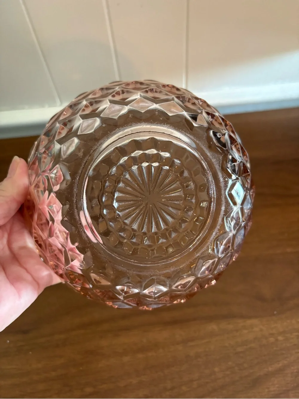 Vintage Depression Glass Bowl - Elegant Cube Design